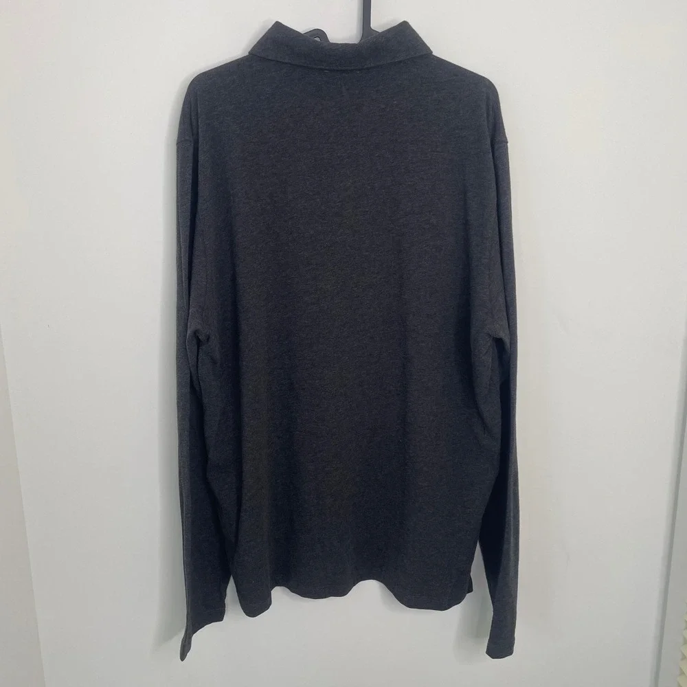 Patrick Assaraf Pima Cotton Long Sleeve Polo Shirt Charcoal Grey XL - Picture 6 of 6